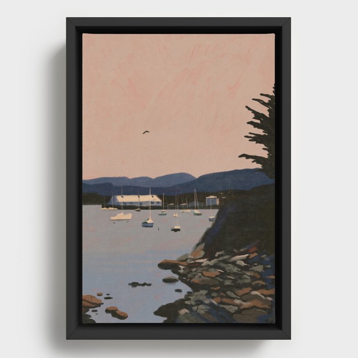 Monterey Harbor Landscape Framed Canvas
