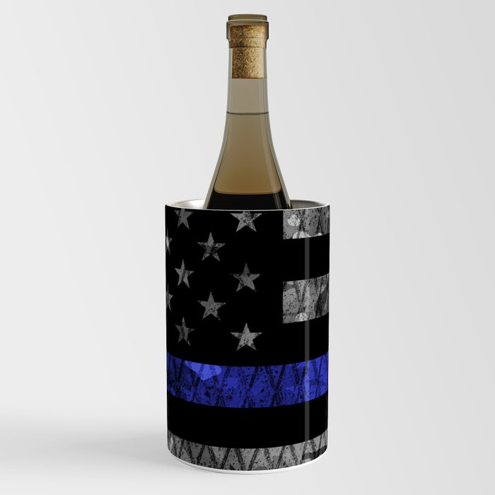 Police Thin Blue Line Flag Wine Chiller