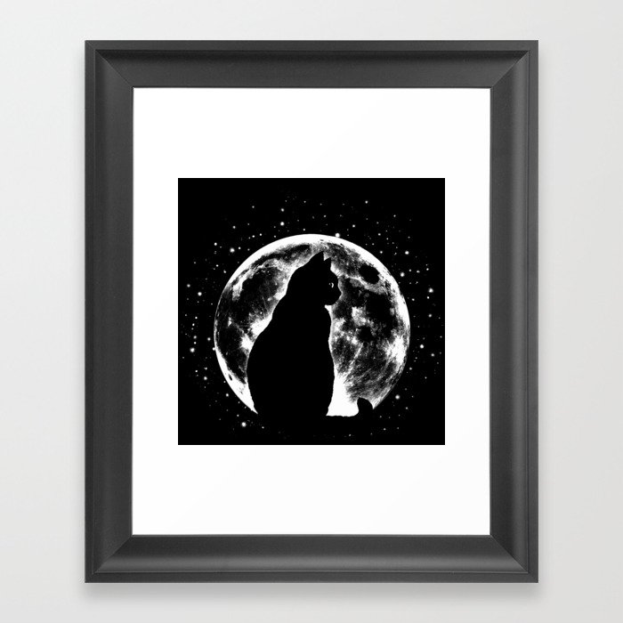 Cat Moon Silhouette Framed Art Print By Madlove Society6