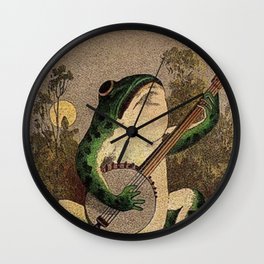 FROG WITH BANJO, VINTAGE ILLUSTRATION - ARTIST UNKNOWN Wall Clock | Arthistory, Cool, Banjo, Funny, Sad, Cry, Painting, History, Cartoon, American 