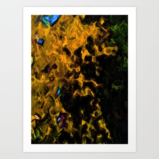 Gold Tree with Green Trees Art Print