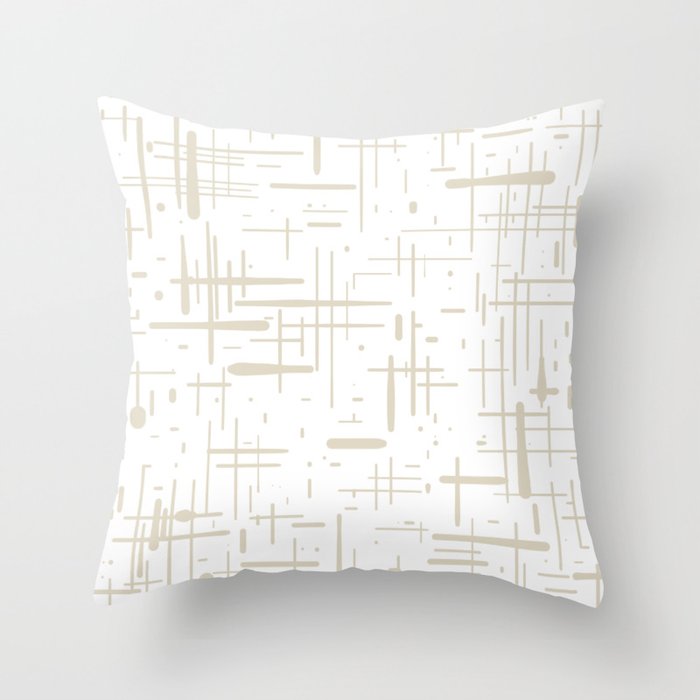 Mid-Century Modern Kinetikos Abstract Pattern in Mushroom Beige and White Throw Pillow