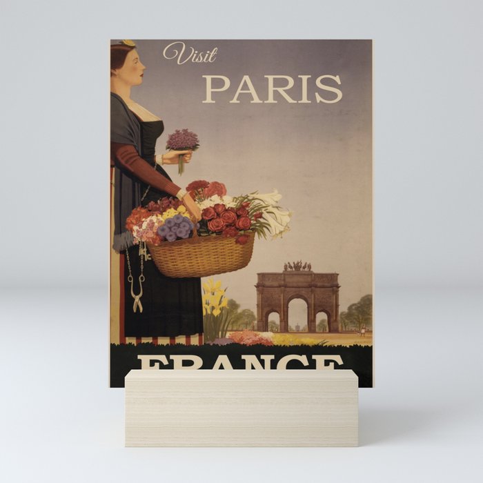 Vintage Paris Flower Girl  Mini Art Print