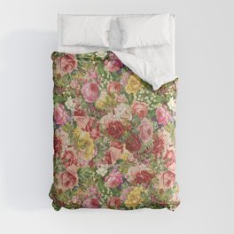Vintage Retro flower pattern old fashioned Comforter