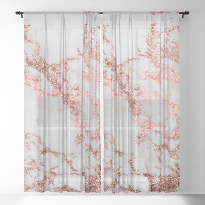 White Marble Rose Gold Glitter Texture, Rose Gold Glitter Curtains