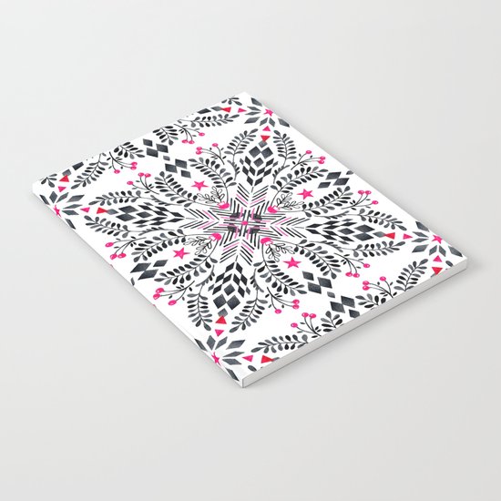 Winter Graphic Folk Art Pattern Notebook