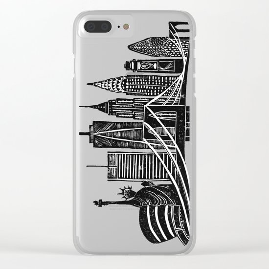 Linocut New York Clear iPhone Case