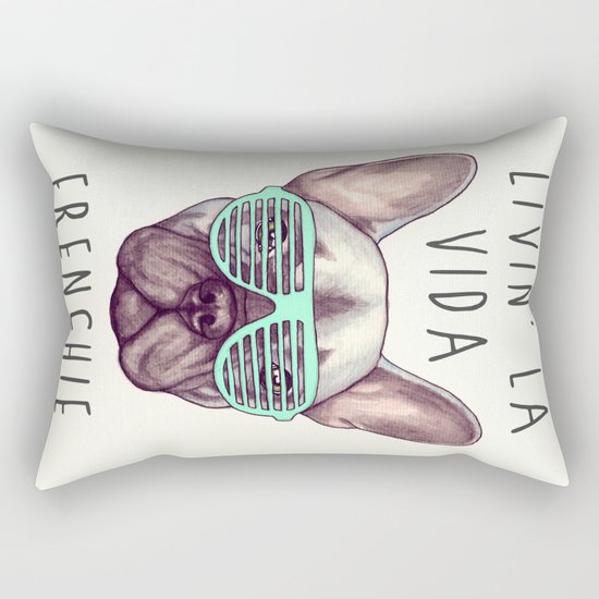 French bulldog - Livin' la vida Frenchie Rectangular Pillow