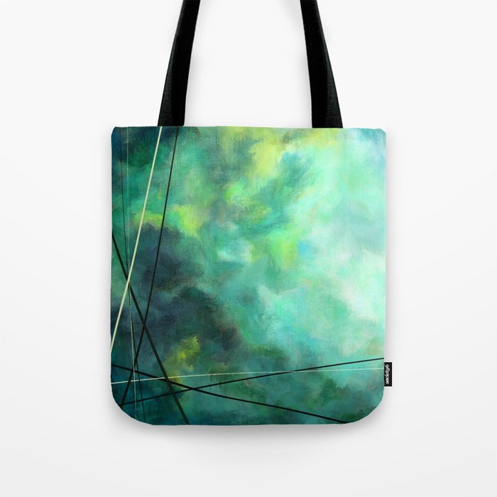 Crossed Green - Abstract Art Tote Bag