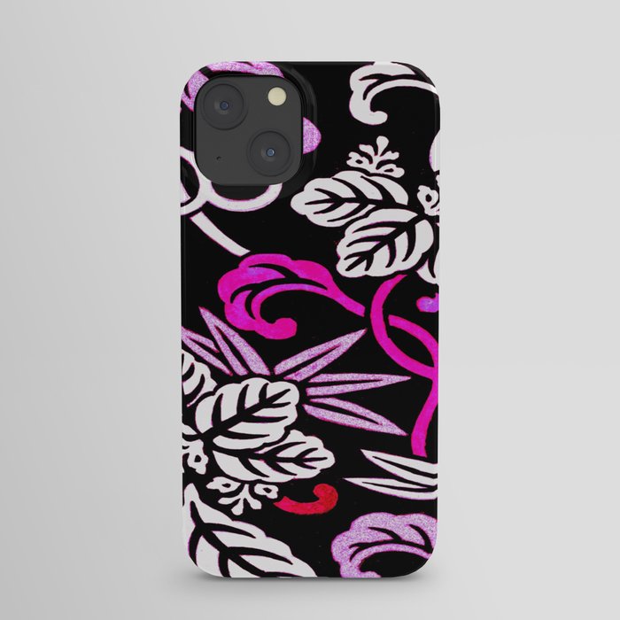 Fuchsia Pink Japanese Floral Pattern iPhone Case