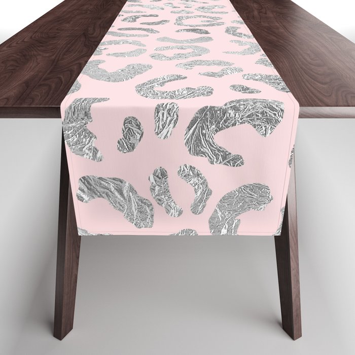 Pink Glam Leopard Print 01 Table Runner