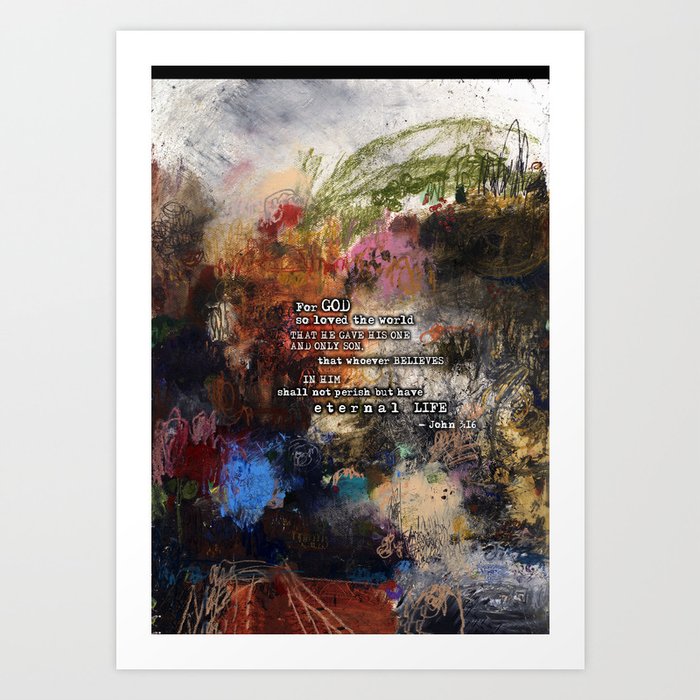 John 3 16 Bible Verse Scripture Abstract Art Painting Christian