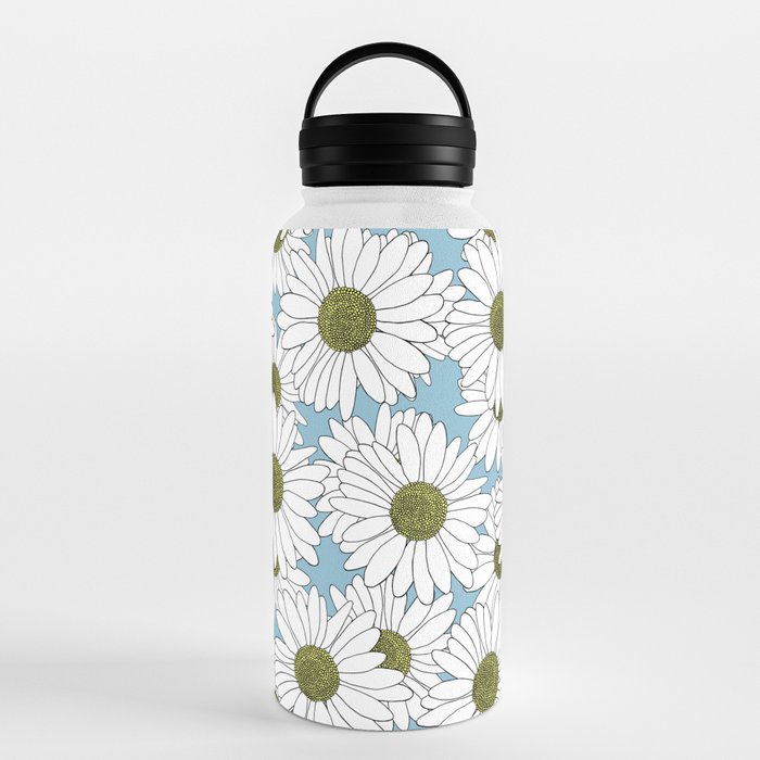 Daisies Baby Blue Water Bottle by STUDIO MORE