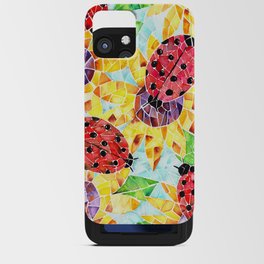 Ladybugs and Sunflowers Mosaic Watercolor iPhone Card Case