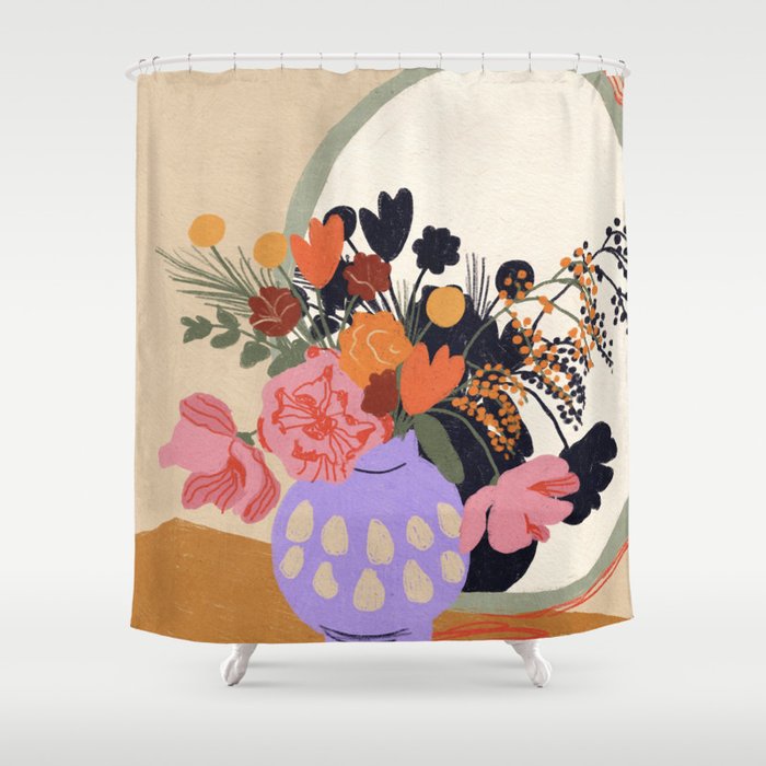 Flowers in the mirror #2 Shower Curtain