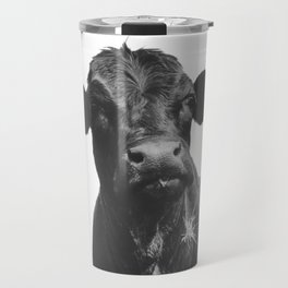 Western Black Angus Cow Portrait Travel Mug