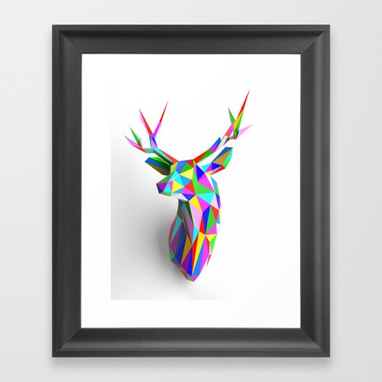 3D Stag Framed Art Print