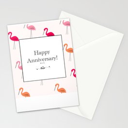 Happy Anniversary flamingo greeting Stationery Card