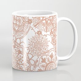 Rose Gold Mandala Pattern Coffee Mug | Pastel, Drawing, Pink, Henna, Zentangle, Mandala, Pattern, Rosegold, Bohemian, Rose 