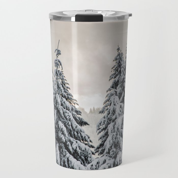 Winter Woods II - Snow Capped Forest Adventure Nature Photography Travel Mug