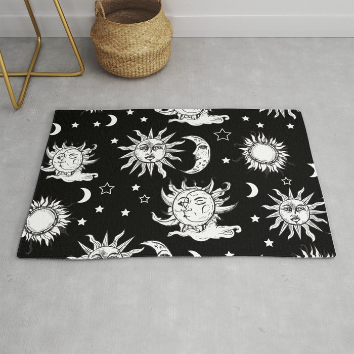 Sun And Moon Celestial Pattern Rug By Lunaelizabeth Society6 Sun And Moon Celestial Pattern Rug
