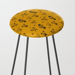 Mustard and Black Hand Drawn Dog Puppy Pattern Counter Stool