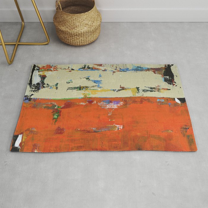 Roadrunner Bright Orange Abstract Colorful Art Painting Rug