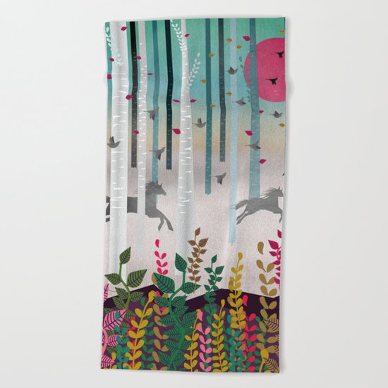 Flying Horses Beach Towel