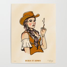 Burn It Down: Sexy Western Pinup Cowgirl V.2 Poster