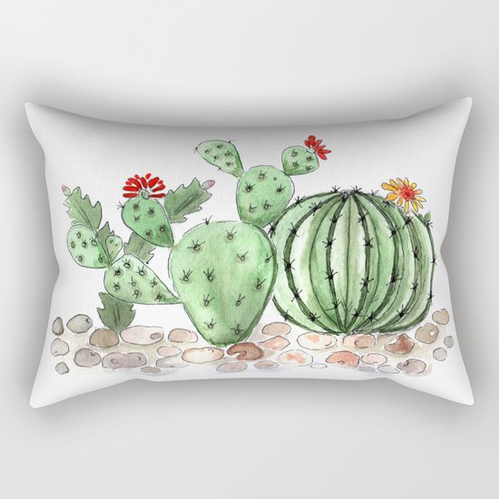 Cactus watercolor illustration Rectangular Pillow