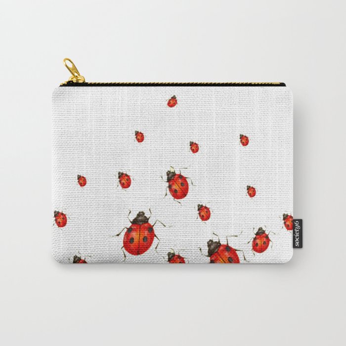 ABSTRACT RED LADY BUGS CRAWLING ON WHITE COLOR Carry-All Pouch