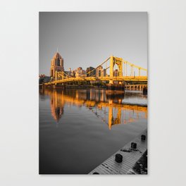 Clemente Bridge And Pittsburgh Skyline - Selective Coloring Canvas Print