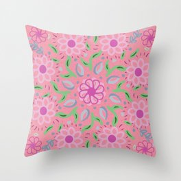 Garden Sunshine Pink Throw Pillow