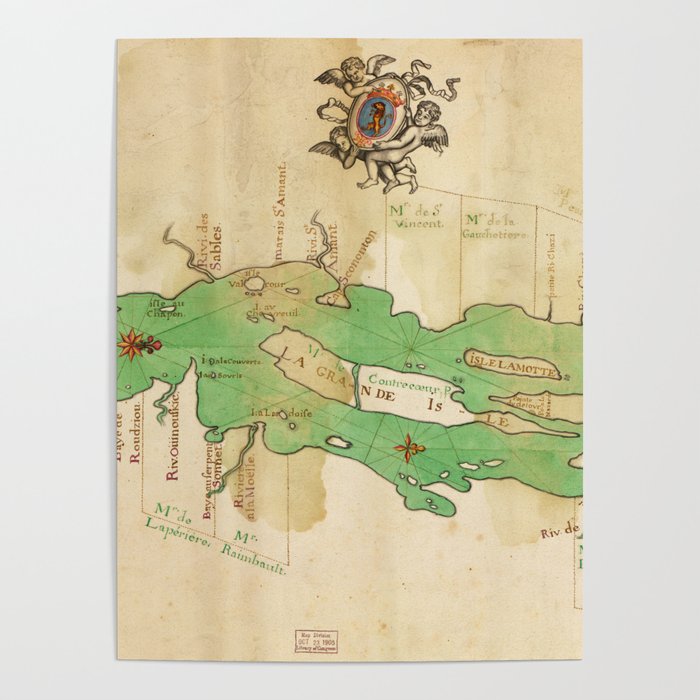 Vintage Map of Lake Champlain (1740) Poster