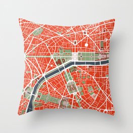 Paris city map classic Throw Pillow