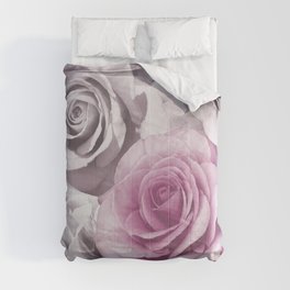 Pink and grey rose pattern Comforter