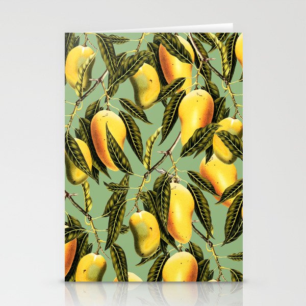 Mango Season Eclectic Illustration, Fruits Tropical Botanical Nature Vintage Painting Stationery Cards
