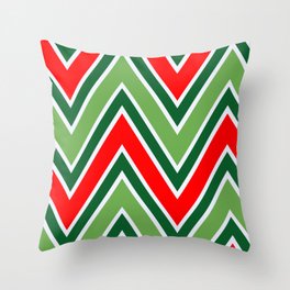 Dark Green, Red & Light Green Zigzag Seamless Pattern Throw Pillow