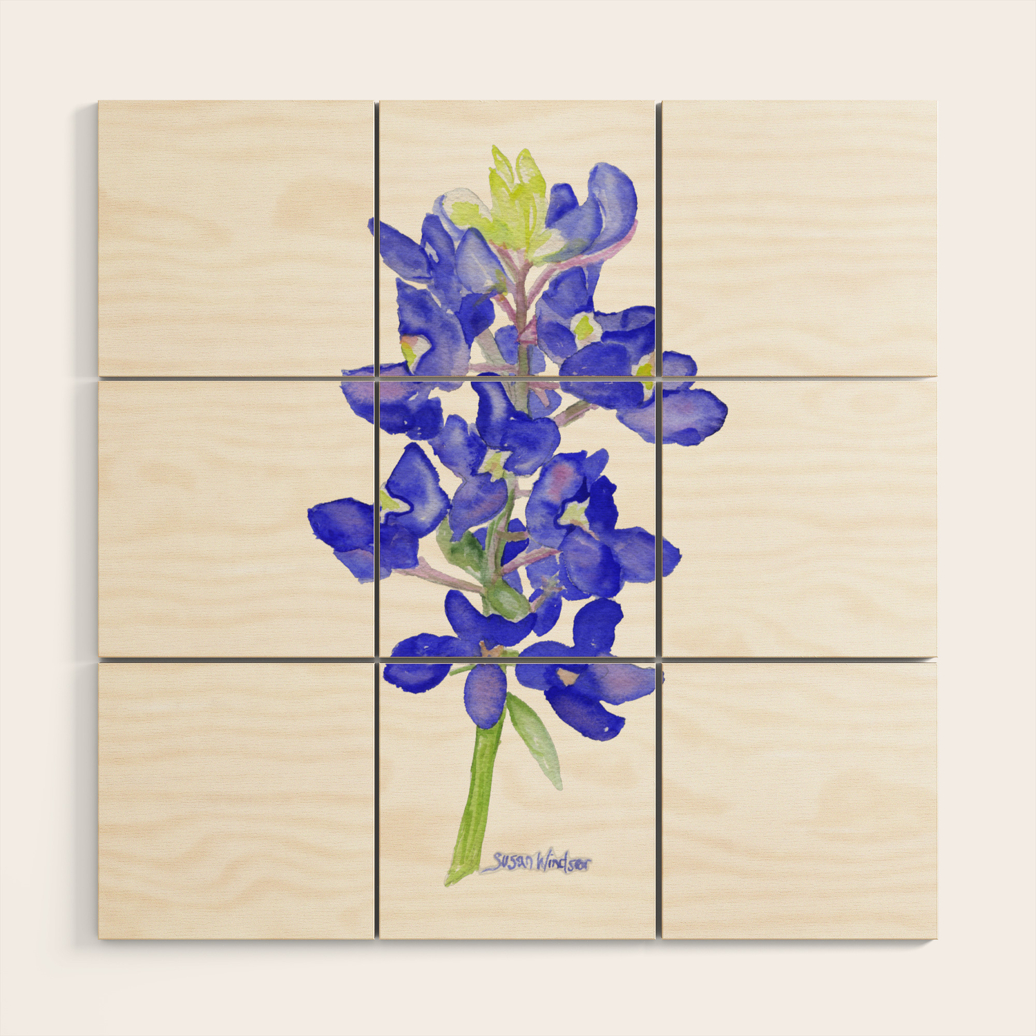 Bluebonnet Watercolor Wood Wall Art By Susanwindsor Society6