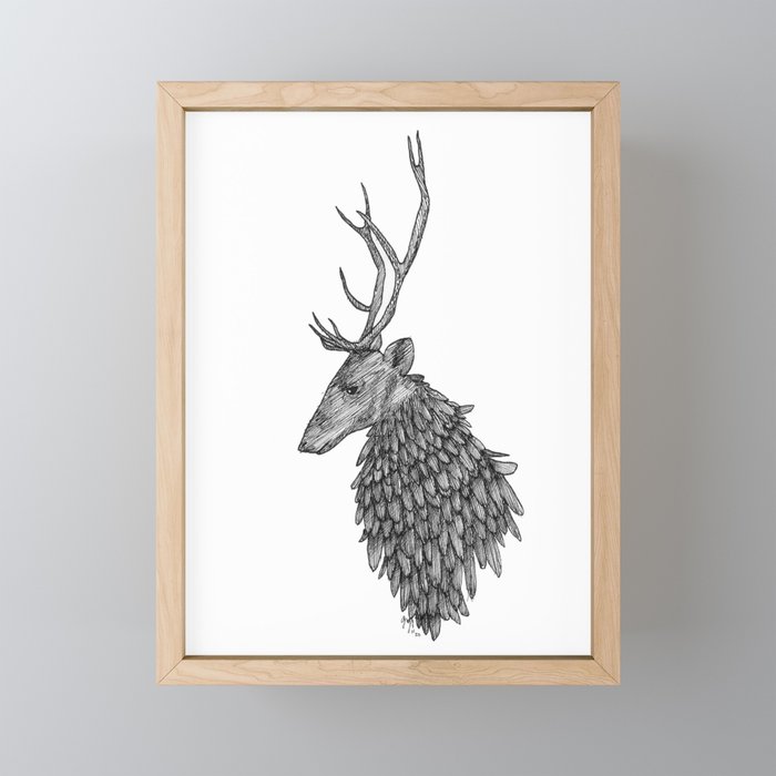 Feathered Stag Framed Mini Art Print