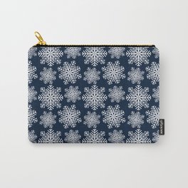 Winter White Navy Blue Snowflakes Wonderland Pattern Carry-All Pouch