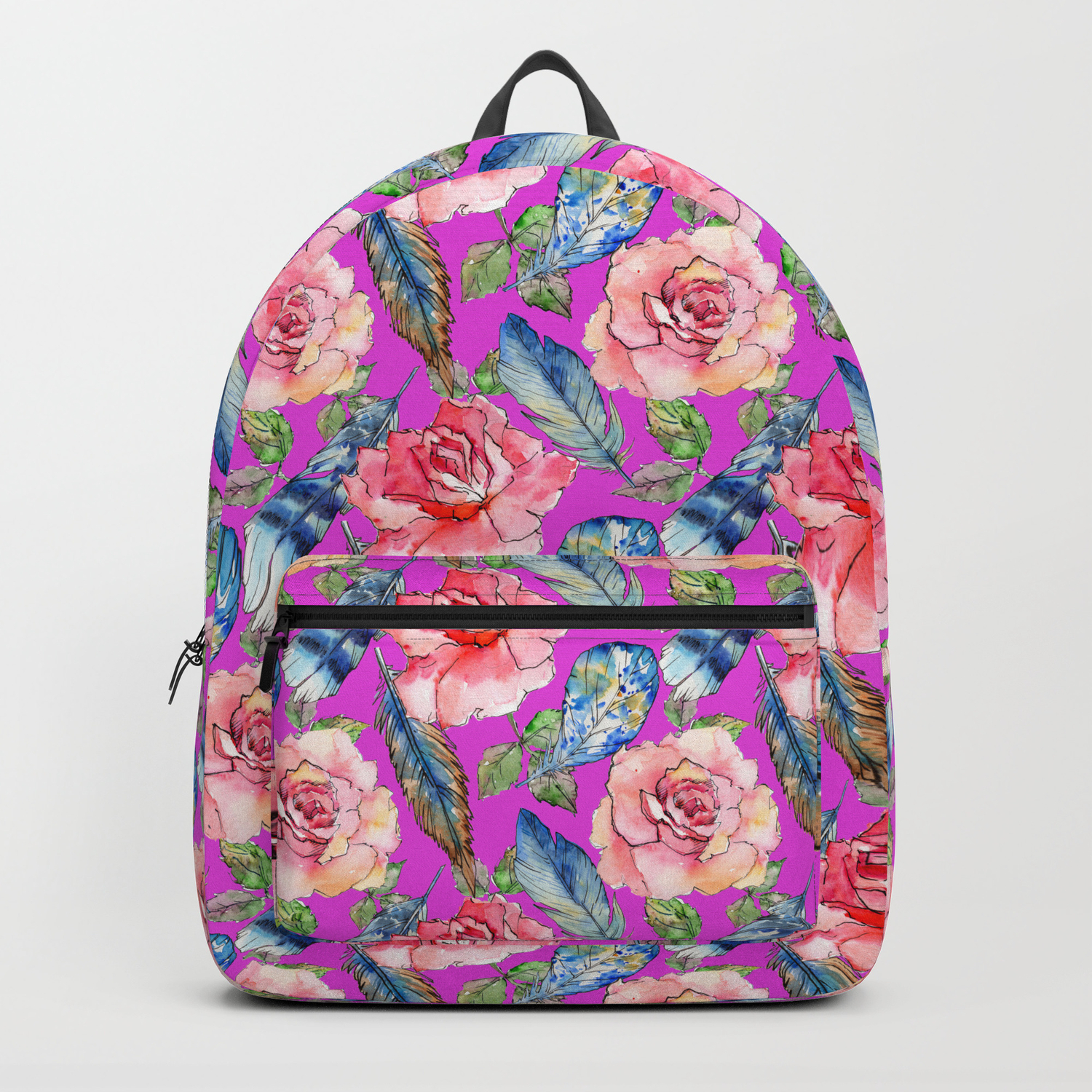 pink navy blue backpack