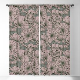 Pastel Pink Lotus Flower Pattern Blackout Curtain