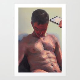 Collin Art Print | Oil, Erotic, Technology, Gay, Sad, Nude, Painting 