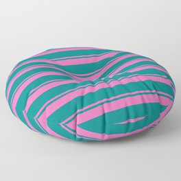 [ Thumbnail: Hot Pink and Teal Colored Stripes/Lines Pattern Floor Pillow ]