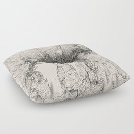 Oslo - Norway - Black & White Map Illustration Floor Pillow