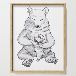 Mother Grizzly and Cub Serving Tray