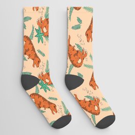 Orange T-Rex Socks