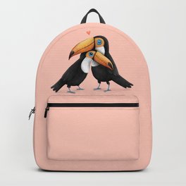 Toucan Love Backpack | Valentinesday, Heart, Pink, Bae, Drawing, Tropical, Adorable, Cuddle, Valentine, Curated 