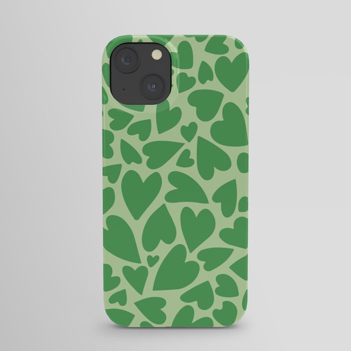 Forest Green Warped Hearts iPhone Case